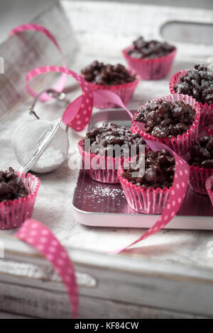 Rice crispies covered with milk chocolate Stock Photo