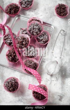 Rice crispies covered with milk chocolate Stock Photo