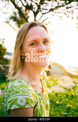 MEXICO, Chacala, Nayarit, portrait of young woman smiling at the camera Stock Photo
