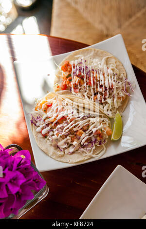 MEXICO, San Pancho, San Francisco, a local restaurant near San Pancho Beach serves shrimp tacos Stock Photo