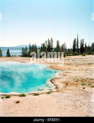 USA, Wyoming, Blue Funnel Spring at West Thumb Geyser Basin, Yellowstone National Park Stock Photo