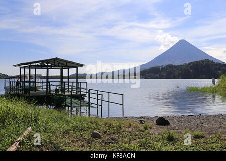 Arenal volcano from Laguna de Arenal, Guanacaste province, Costa Rica, Central America Stock Photo
