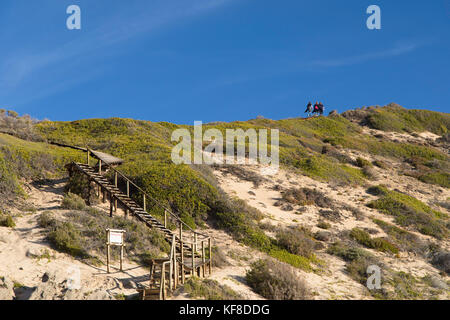 People hiking in Robberg Nature Reserve, Plettenberg Bay, Western Cape, South Africa Stock Photo