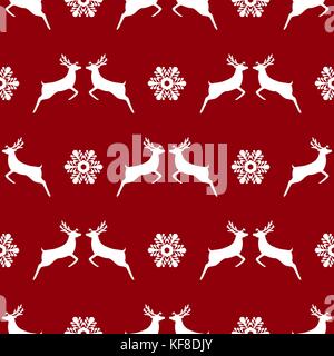 Seamless pattern, christmas reindeer and snowflakes Stock Vector