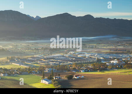 Paarl Valley at sunrise, Paarl, Western Cape, South Africa Stock Photo