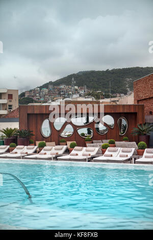 BRAZIL, Rio de Janiero, the rooftop pool at Hotel Fasano Stock Photo