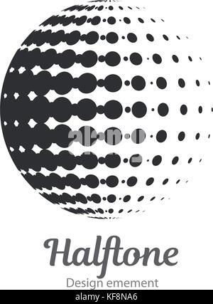 Vector dot logo halftone design element. Color dotted sphere business logotype Stock Vector