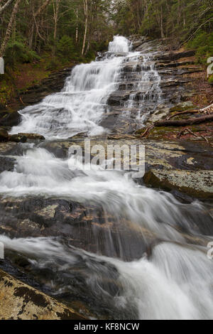 Beaver Brook Cascades on Beaver Brook in Kinsman Notch of the New Hampshire White Mountains during the spring months. The Appalachian Tail passes by t Stock Photo