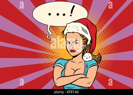 Angry Santa girl Stock Vector