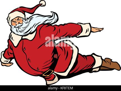 Santa Claus flying superhero Stock Vector