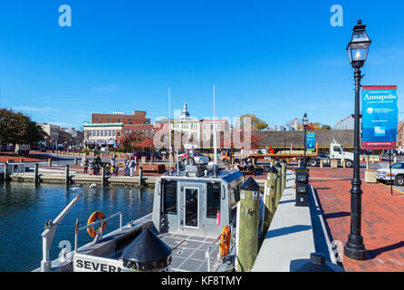 Boats in the Harbor in Annapolis, Maryland, USA Stock Photo