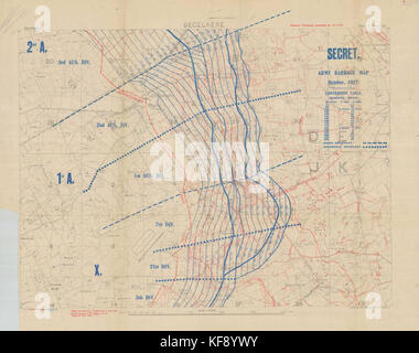 Battle of Broodseinde   barrage map (central section) Stock Photo