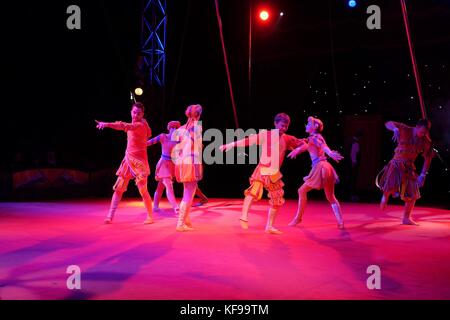 circus sway pole trapeze artist Stock Photo