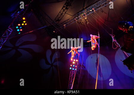 circus sway pole trapeze artist Stock Photo