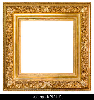 Isolated gold wood frame over white background with clipping path included. Stock Photo
