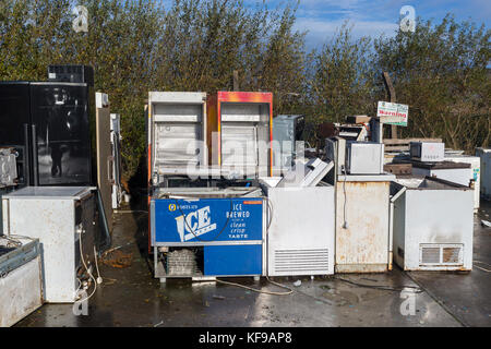 Broken electrical and white goods in recycling center, Ireland Stock Photo