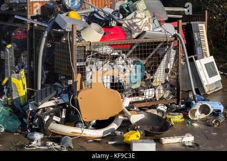 Broken electrical and white goods in recycling center, Ireland Stock Photo