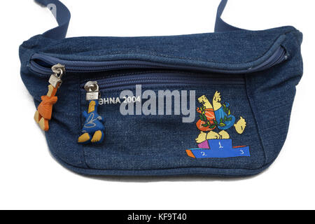 Athens Olympics 2004 Souvenir Denim Bumbag Stock Photo