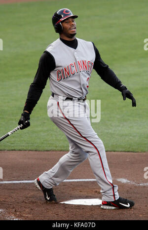 Ken Griffey Jr. of the Cincinnati Reds bats during 7-6 victory