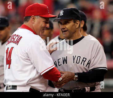 Los Angeles Angels manager Joe Maddon looks on before a spring training ...