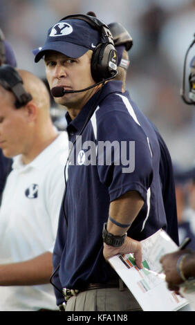 BYU Head Coach Bronco Mendenhall Reacts To A Replay In The Second Half ...