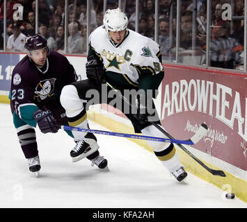 Anaheim Mighty Ducks center Samuel Pahlsson, of Sweden, has his shot  stopped by Colorado Avalanche goalie Jose Theodore, right, during the first  period of Game 4 of the teams' NHL hockey Western