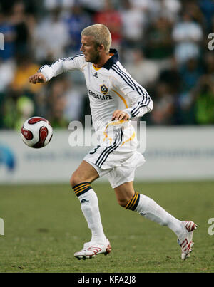 Los Angeles Galaxy's David Beckham plays against Chelsea  at the Home Depot Center in Carson, CA on Saturday, July 21, 2007. Photo credit: Francis Specker Stock Photo