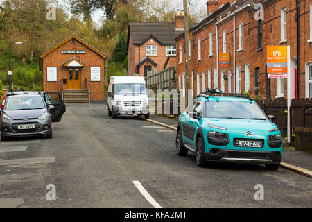 The small Gospel Hall church serving the local community in the old mill village of Edenderry on the outskirts of Belfast in.County Down, Northern Stock Photo