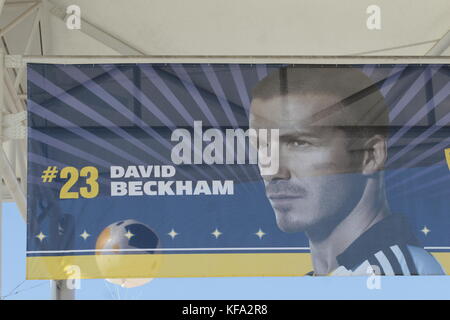 Stadium signs at the official presentation of David Beckham to the Los Angeles Galaxy at the Home Depot Center in Carson, CA on July13, 2007. Photo credit: Francis Specker Stock Photo