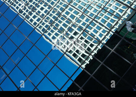 Abstract view of Chicago skyscrapers with reflections