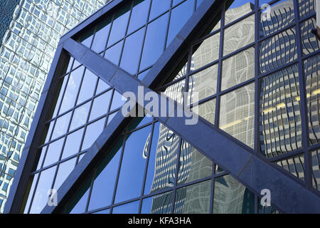 Abstract view of Chicago skyscrapers with reflections and grid Abstract view of Chicago skyscrapers with reflections and grid