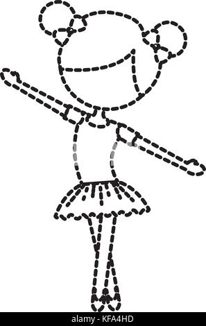 the little girl danced ballet with tutu dress and bun hair Stock Vector