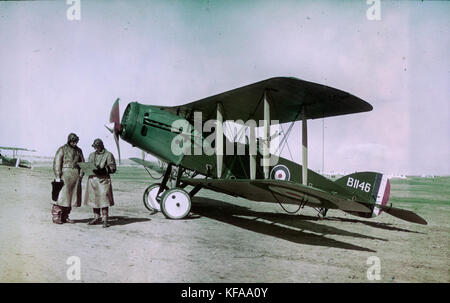 Observer, pilot, and Bristol Fighter F2B aircraft Stock Photo