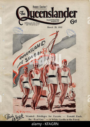 Illustrated front cover from The Queenslander, March 25, 1937 Stock Photo