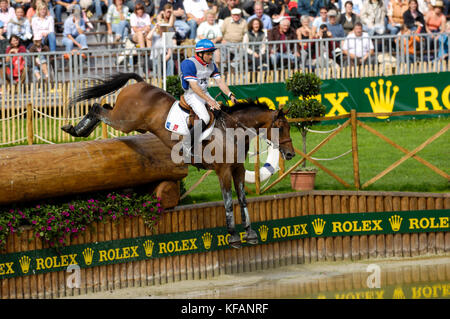 Jean Teulere (FRA) riding Espoir de la Mare - World Equestrian Games, Aachen, - August 26, 2006, Eventing Cross Country Stock Photo