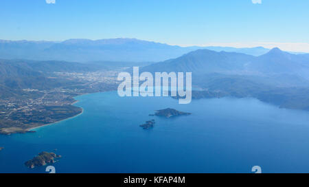 Aerial view over Gocek and Fethiye on the Meditteranean coast of Turkey. Stock Photo