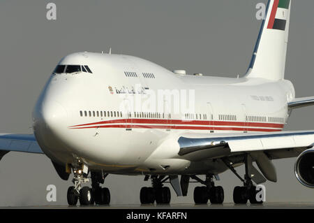 Dubai Air Wing Boeing 747-400 taxiing Stock Photo