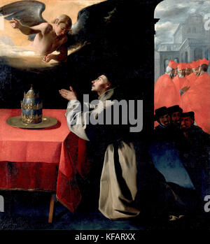 The Prayer of St. Bonaventura about the Selection of the New Pope 1628 by Francisco de Zurbarán Stock Photo