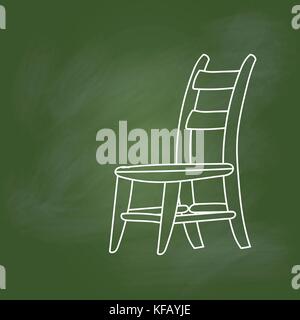 Hand drawing Chair Cartoon on textured green board. for Education Concept, Vector Illustration, drawing with chalk on greenboard. Stock Vector