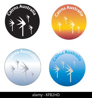 set of 4 round icon of depicting Cairns Australia Stock Vector