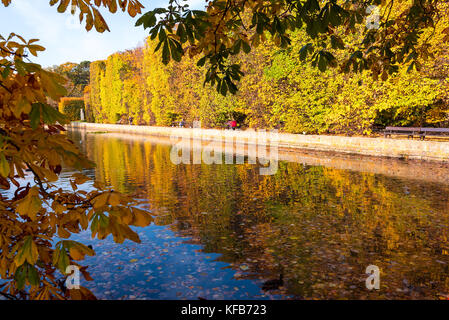 Colors of autumn in the Oliwski park. Park is favorite tourist destination in Gdansk. Poland Stock Photo