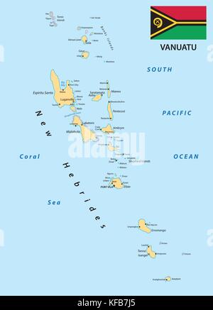 Vanuatu Flag Map. Map of the Republic of Vanuatu with the Vanuatuan ...