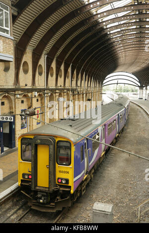 Northern Rail class 150 diesel multiple unit at York station, UK. Stock Photo