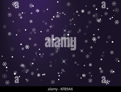 Winter night sky. snow is falling. Showfall Stock Vector