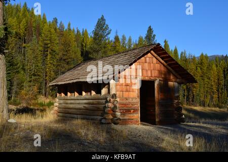 Restored Civilian Conservation Camp (CCC) cabin on the Sherman Pass Scenic Byway. Stock Photo