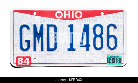 Ohio license plate; vehicle registration number. Ohio number plate. Stock Photo