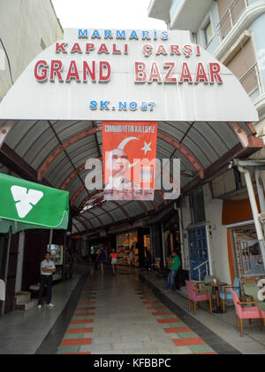 One of the many entrance/exits to Marmaris Grand Bazaar, Mugla province, Turkey. Stock Photo