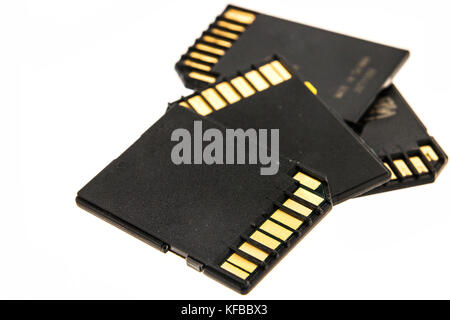 Black memory cards isolated on white background Stock Photo