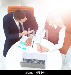 Business meeting at the table with laptop Stock Photo