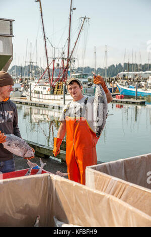 USA, Washington State, Ilwaco, the Port of Ilwaco located on the Southwest coast of Washington just inside the Columbia River bar, Jessie's Ilwaco Fis Stock Photo